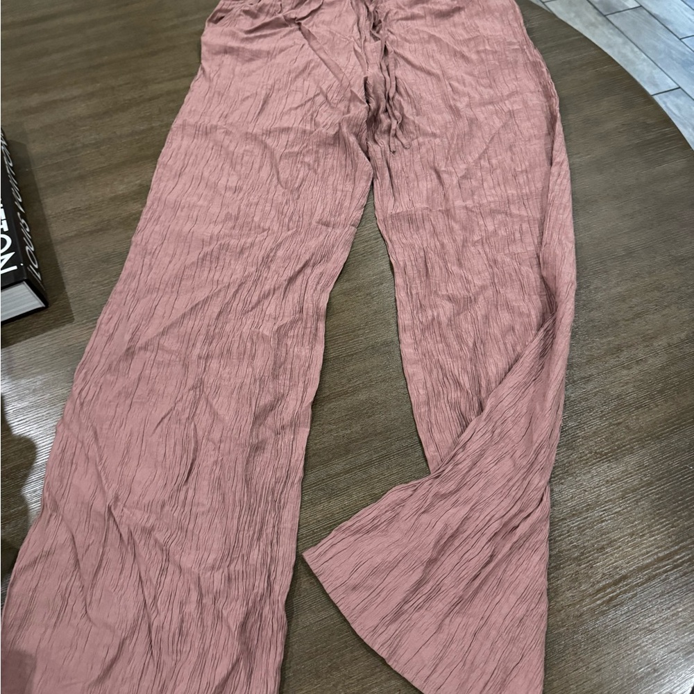Zara Pink Crinkled Pants L